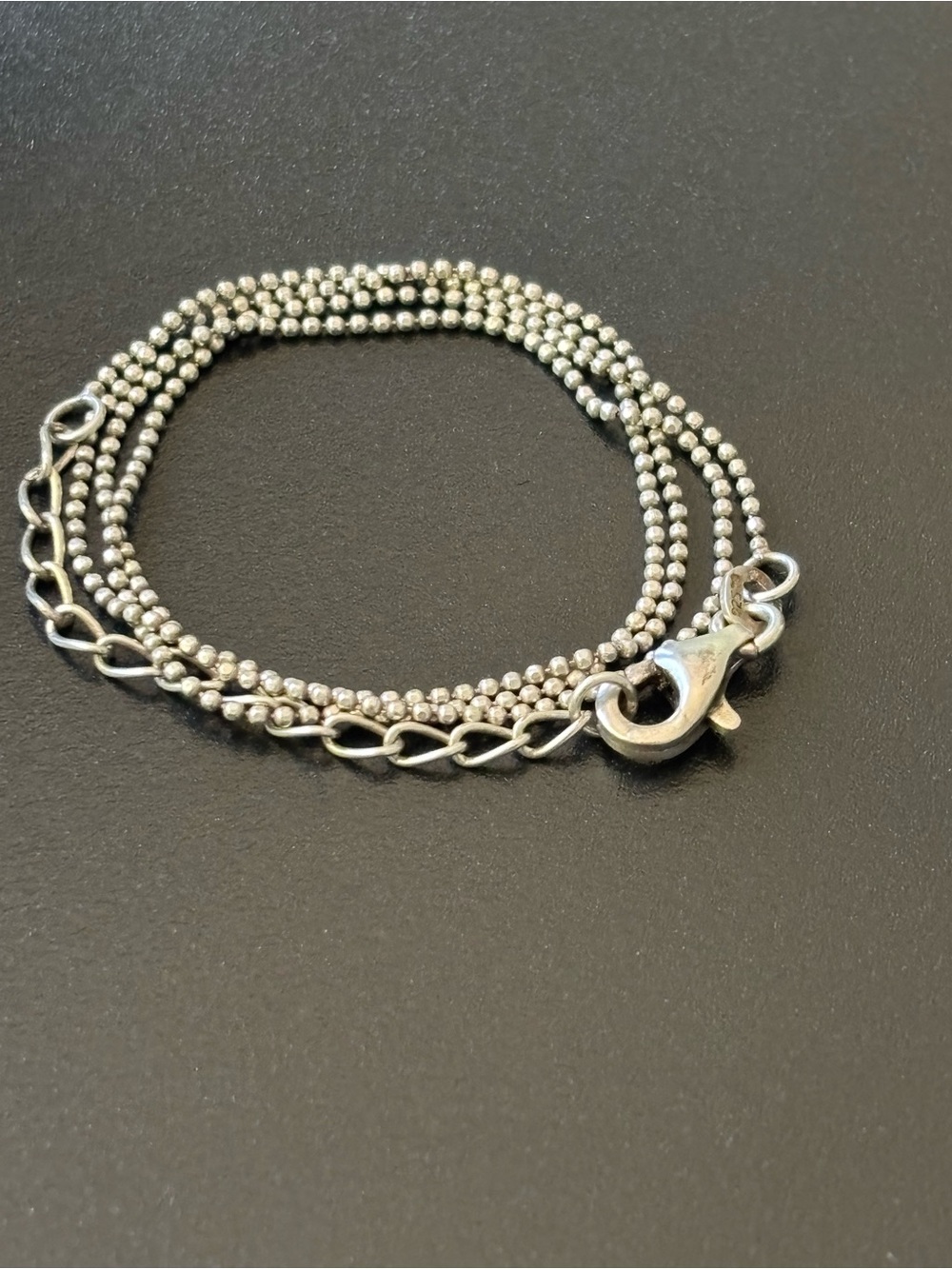.925 Sterling Silver Ball Bead Necklace Women's Fine Jewelry India Extend 18.5”